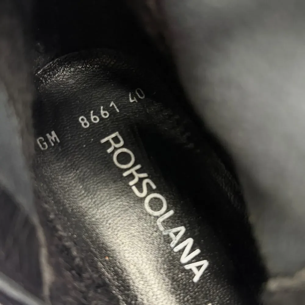 Roksolana Graphic Knee High Boots 40 Women Black Art to Wear Designer Punk Rock